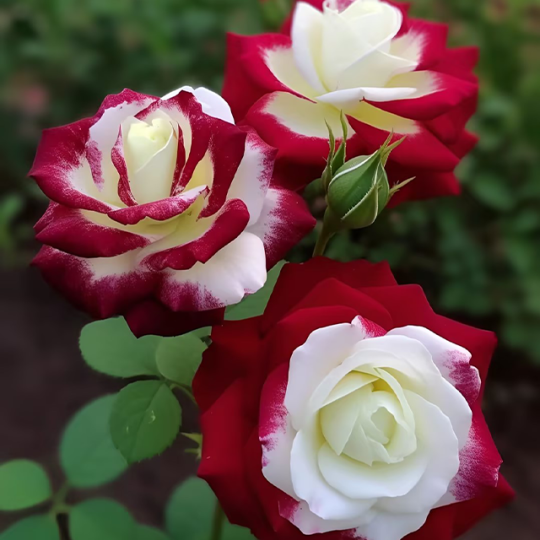 Seltene Zwillingsrosen in Rot und Weiß - Eine Symphonie der Schönheit 🌹❤️🤍